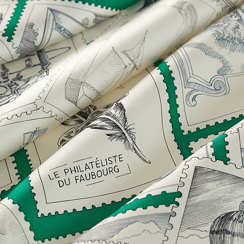Le Philateliste du Faubourg scarf 90 - Green | Hermès Mainland China